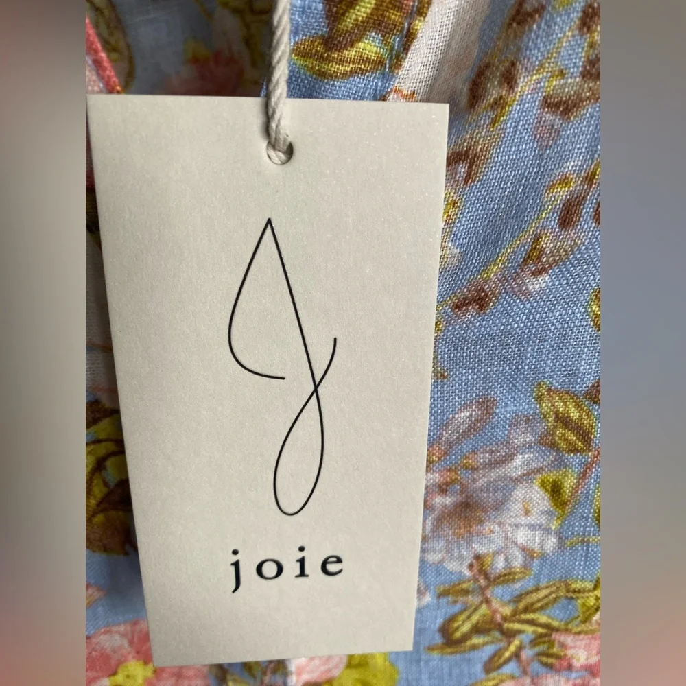 NWT Joie Floral Button-Up Linen Shirt Large - Picture 4 of 11